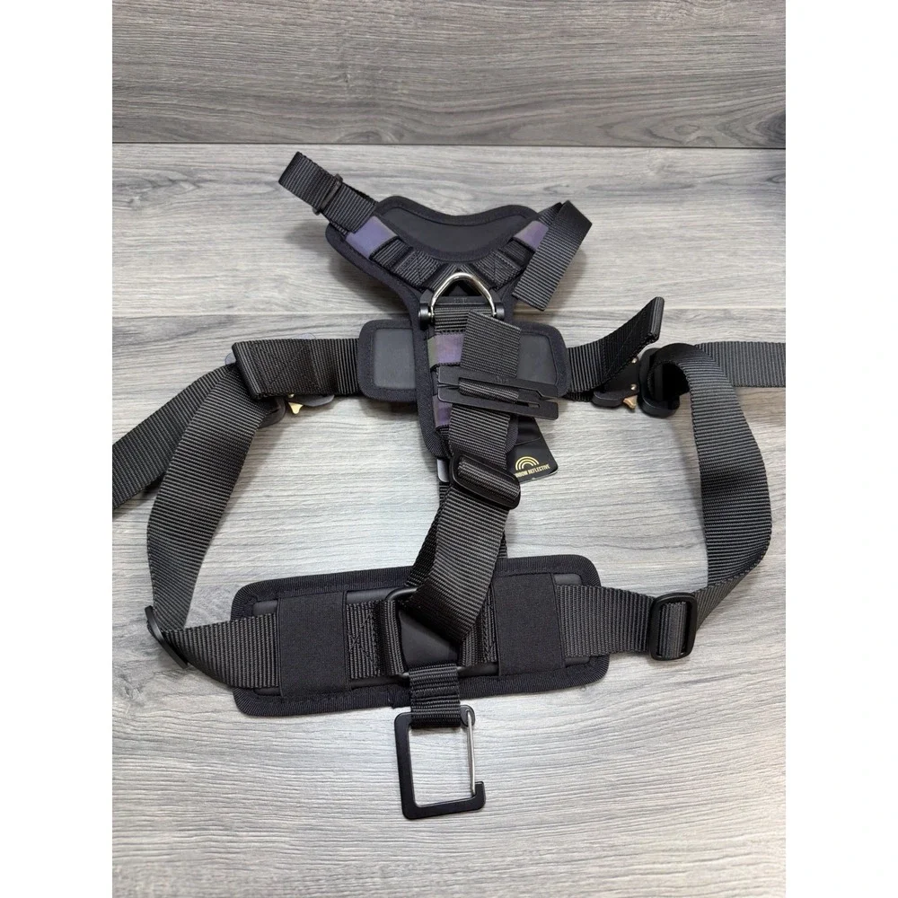 Saker Ascension Extended Dog Harness Black Sz Med/Large Rainbow Reflective NWT